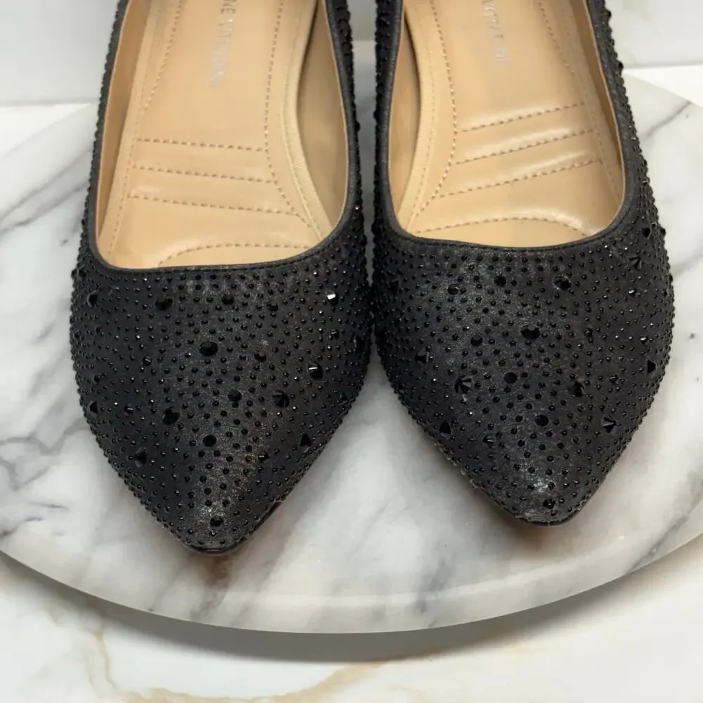 Adrienne Vittadini Fiona Pump Heels Woman 8 Black Beaded Block Heel Pointed‎ Toe